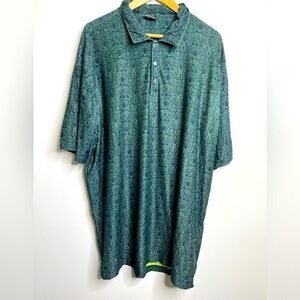 Men's 2XL Nike Golf Polo Shirt Blue/Green Pattern DRI-FIT UV Protection